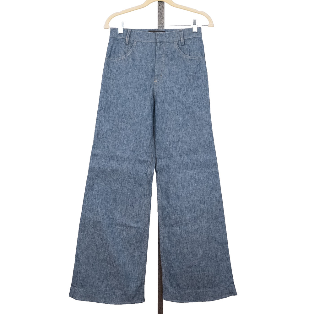 Derek Lam Women's High Rise Linen Blend Flare Trousers US Size 4 Italian Fabric